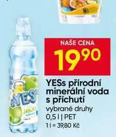 Hruška YESs přírodní minerální voda s příchutí vybrané druhy nabídka