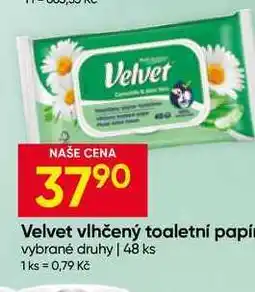 Hruška Velvet vlhčený toaletní papír vybrané druhy 48 ks nabídka