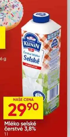 Hruška Kunín Mléko selské čerstvé 3,8% nabídka