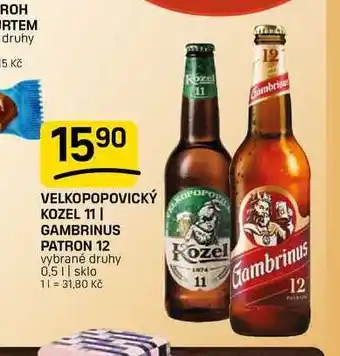 VELKOPOPOVICKÝ KOZEL 11 | GAMBRINUS PATRON 12 vybrané druhy