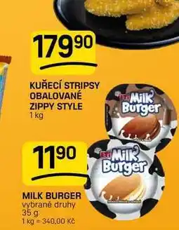 Flop MILK BURGER vybrané druhy nabídka