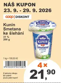 COOP DISKONT Kunín Smetana ke šlehání nabídka