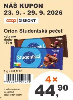 COOP DISKONT Orion Studentská pečeť nabídka