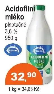 COOP DISKONT Ranho acidofilní mléko plnotučné nabídka