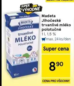 Tesco Madeta Jihočeské trvanlivé mléko polotučné nabídka