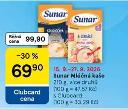 Tesco Sunar mléčná kaše nabídka