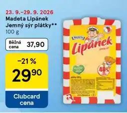 Tesco Madeta Lipánek Jemný sýr plátky nabídka