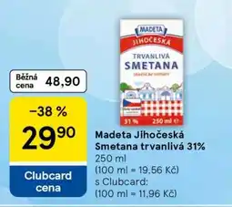 Tesco Madeta Jihočeská Smetana trvanlivá 31% nabídka