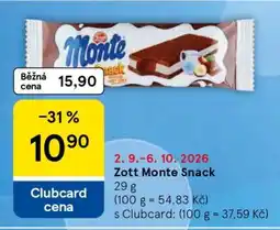 Tesco Zott Monte Snack nabídka