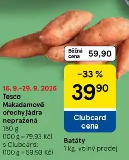 Tesco Makadamové ořechy jádra nepražená nabídka