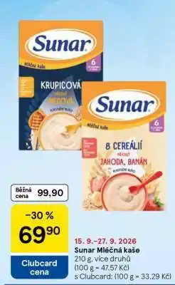Tesco Sunar mléčná kaše nabídka