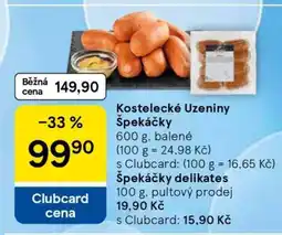 Tesco KOSTELECKÉ UZENINY ŠPEKÁČKY nabídka