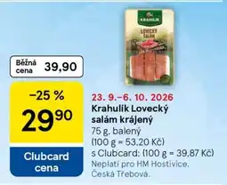Tesco Krahulík Lovecký salám krájený nabídka