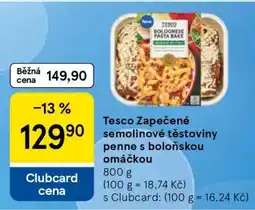 Tesco Tesco Zapečené semolinové těstoviny penne s boloňskou omáčkou nabídka