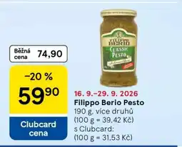 Tesco Filippo Berio Pesto nabídka
