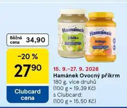 Tesco HAMÁNEK Ovocný příkrm nabídka