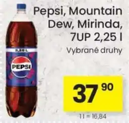 Kubík potraviny Pepsi, Mountain Dew, Mirinda, 7UP nabídka