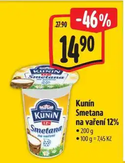 Albert Kunín smetana na vaření 12% nabídka