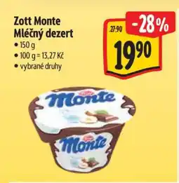 Albert Zott Monte Mléčný Dezert nabídka