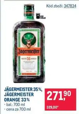 Makro JÄGERMEISTER 35 %, JÄGERMEISTER ORANGE 33 % nabídka