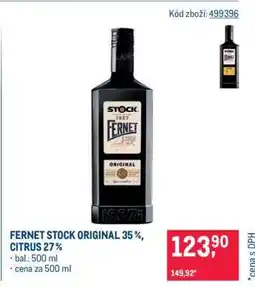 Makro FERNET STOCK ORIGINAL 35 %, CITRUS 27 % nabídka