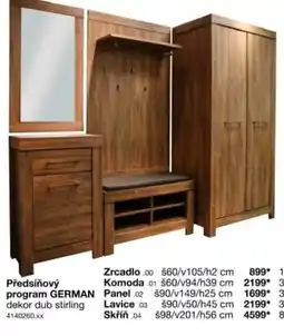 Sconto German zrcadlo komoda panel lavice skříň nabídka