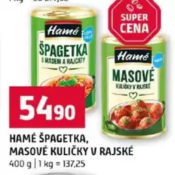 Terno HAMÉ ŠPAGETKA, MASOVÉ KULIČKY V RAJSKÉ nabídka
