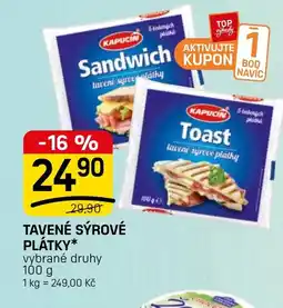 Flop Kapucin tavené sýrové plátky nabídka