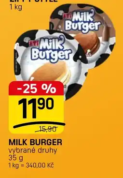 Flop Milk Burger nabídka