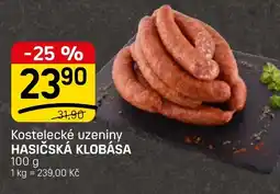 Flop Kostejecké uzeniny hasičská klobása nabídka
