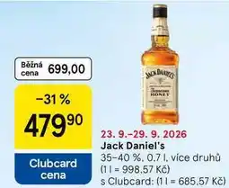 Tesco Jack Daniel's 35-40 % nabídka