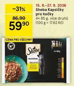 Tesco Sheba Kapsičky pro kočky, 4× 85 g, více druhů nabídka