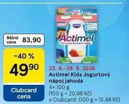 Tesco Actimel Kids Jogurtový nápoj jahoda, 4× nabídka