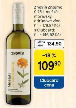 Tesco Znovín Znojmo, 0,75 l, muškát moravský, odrůdové víno nabídka