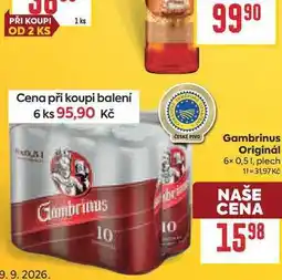 Billa Gambrinus Originál 6x 0,51, plech nabídka
