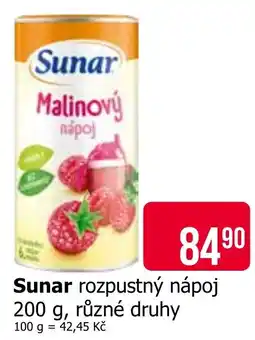 Teta Sunar malinový nápoj nabídka