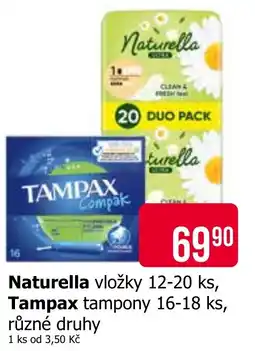 Teta Naturella vložky, Tampax tampony nabídka