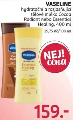Rossmann Vaseline hydratační a rozjasňující tělové mléko Cocoa Radiant nebo Essential Healing nabídka