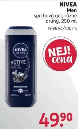 Rossmann Nivea men sprchový gel nabídka
