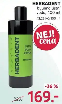 Rossmann Herbadent ústní voda z bylin nabídka