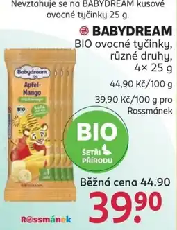 Rossmann Babydream BIO ovocné tyčinky nabídka
