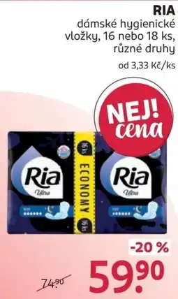 Rossmann Ria dámské hygienické vložky nabídka