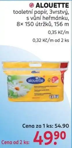Rossmann Alouette toaletní papír 3vrstvý s vůní heřmánku nabídka