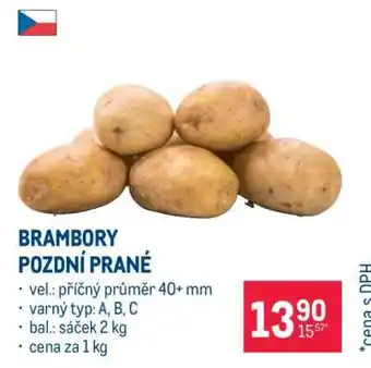 BRAMBORY POZDNÍ PRANÉ