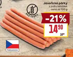 Billa Javořické párky nabídka