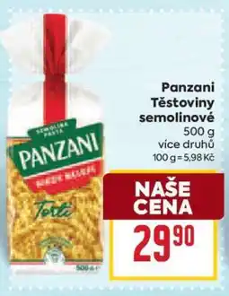 Billa Panzani Těstoviny semolinové nabídka