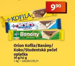 COOP TIP Orion Kofila/Banány/Koko/Studentská pečeť oplatka nabídka