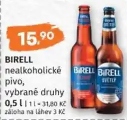Konzum Birell nealkoholické pivo, vybrané druhy nabídka