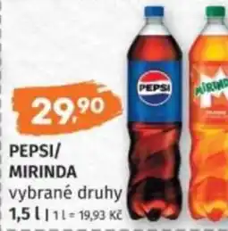 Konzum Pepsi/ Mirinda vybrané druhy nabídka