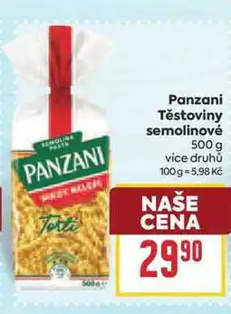 Billa Panzani Těstoviny semolinové nabídka